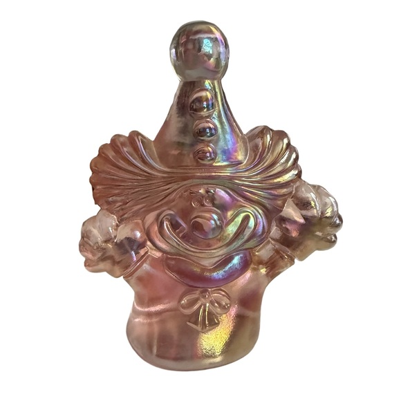 Fenton Art Iridescent Pink Carnival Glass Clown Vintage Vintage 4.5” x 3.5” USA - Picture 2 of 13